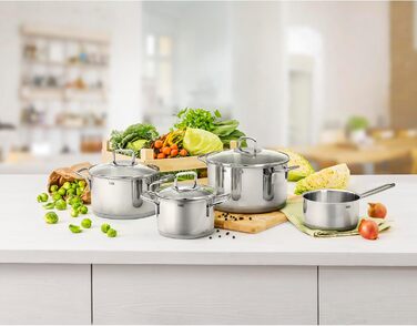 Каструля Silit Extra Cook з нержавіючої сталі 16 см з мірною шкалою та широким зливом, для плити Induktion
