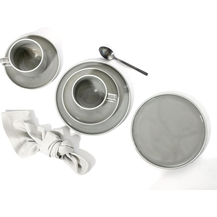 Набір посуду CreaTable Chef Collection 18 предметів (6 персон), серія Grey, порцеляна, для кави, сумісно з мийною машиною та мікрохвильовкою, Made in Europe