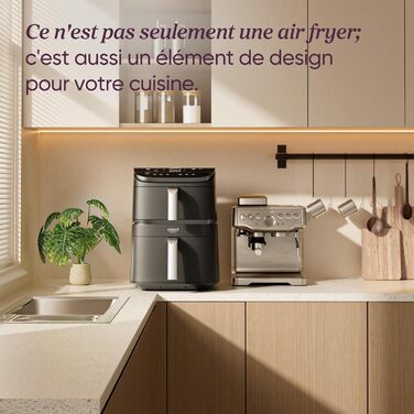 Фритюрниця без олії COSORI Turbo Tower 10.8 л з 2 відсіками, 6-в-1, компактна, для дому