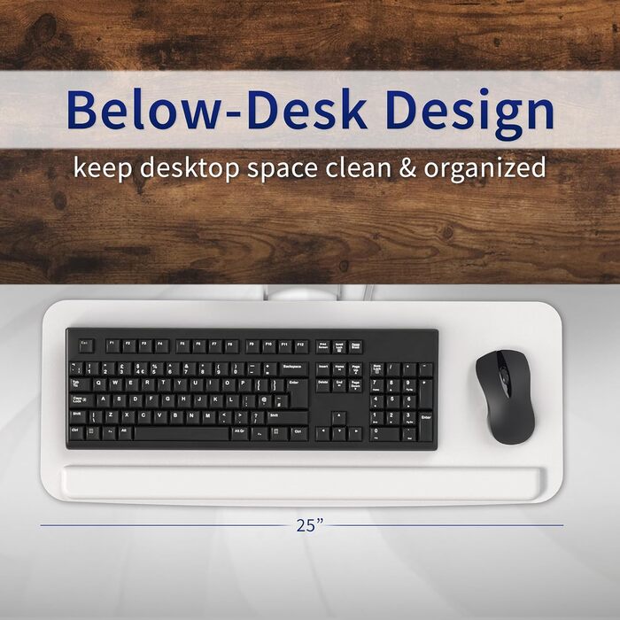 Підставка для клавіатури та миші VIVO, регульована, під стіл, біла (MOUNT-KB03W)