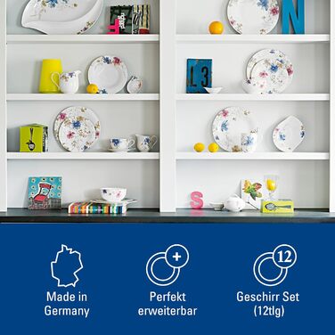 Кавовий сервіз Villeroy & Boch Mariefleur Gris Basic на 6 осіб (18 предметів), порцеляновий сервіз з квітами, преміум-якість