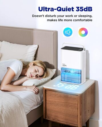 EasyAcc Електричний осушувач повітря 1200 мл, компактний, тихий, портативний, з автовимкненням та режимом сну, для дому та офісу (білий)