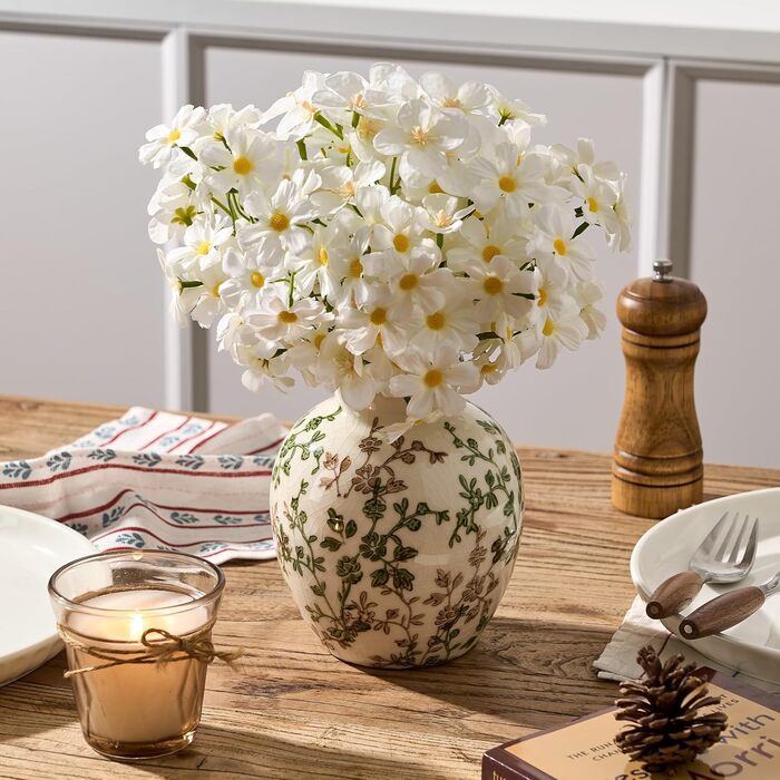 Керамічна ваза для квітів у стилі Богеми, 15.2 см, сіро-зелено-бежева, для дому, декорування полиці, каміну, вітальні, фермерського стилю