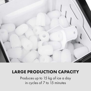 Машина для приготування льоду Klarstein Eiswürfelmaschine, 2.9 л, чорна, самоочищення