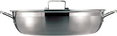 Сковорода Le Creuset з кришкою, 30 см, нержавіюча сталь, для всіх типів плит (індукція, духовка), срібна