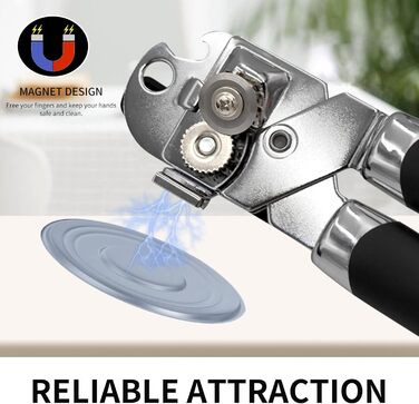 Механічний дозатор для банок з нержавіючої сталі Heavy Duty, гостре лезо, гладка кромка, зручна ручка, багатофункціональний відкривачка для пляшок Large