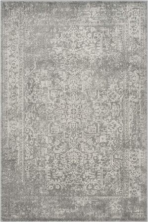 Перехідний килим SAFAVIEH для вітальні, їдальні, спальні - колекція Evoke, короткий ворс, срібло та слонова кістка, 122 X 183 см (5 футів 1 дюйм x 7 футів 6 дюймів, срібло / слонова кістка)