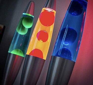 Лава лампа CELLUSTOP для ракети - магматична лампа - лампа з декоративним воском на підставці - 2 лампочки R39 в комплекті - міцне скло та алюміній - вимикач - 25 Вт - 34 см - синій