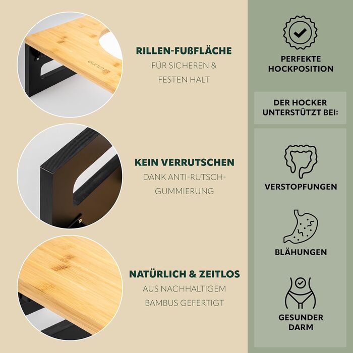 Електричний табурет для унітазу Eluno з бамбука, складаний, антиковзкий, чорний - для дорослих та дітей, при запорах та здуттях