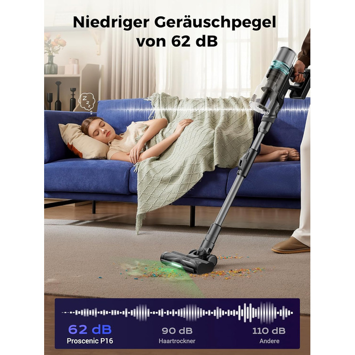 Бездротовий пилосос Proscenic P11 Ultra: потужний, легкий, з акумулятором 50 хвилин, сенсорний екран, антизаплутування, для дому, авто та видалення шерсті тварин (сірий)