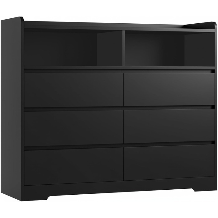 Комод FOREHILL з 6 висувними ящиками 120 см, тумба приліжкова для спальні, вітальні, коридору, 120x40x100 см, чорний
