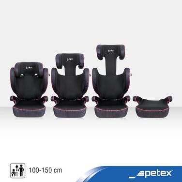 Автокрісло PETEX з ISOFIX - стандарт i-Size згідно ECE R129 для дітей зростом приблизно 100-150 см, регульоване по висоті дитяче автокрісло в (рожеве, Basic Plus)