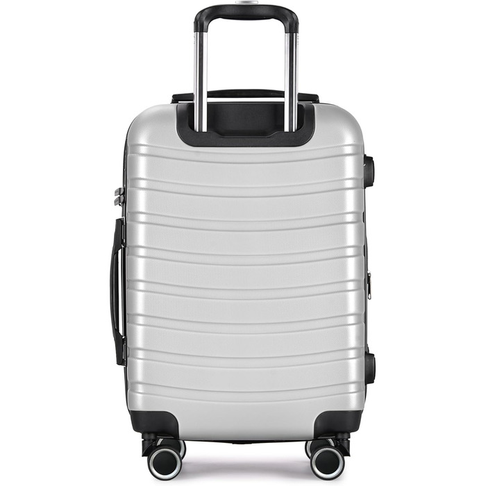 Валіза Andreas Dell Hard Shell Візок Валіза на колесах Дорожня валіза Ручна поклажа 4 колеса (M-L-XL-Set) (Срібло, М) M Срібло
