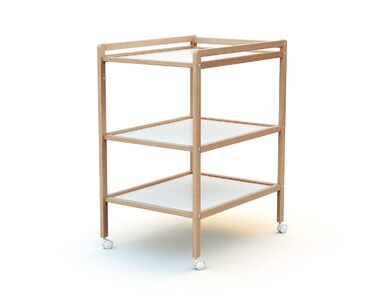 Комод для переодягання AT4 з 2 полицями, лакований бук, 75 x 58 x 94 см, з колесами, компактний, для дитячої кімнати