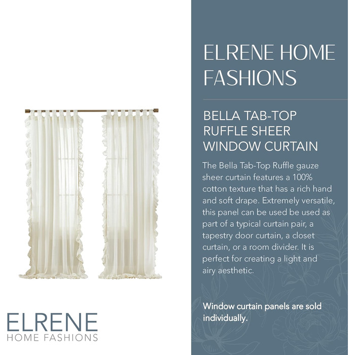 Прозора штора Elrene Home Fashions Bella Ruffle, 52 x 84', ніжно-рожева (1 упаковка)