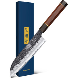 Японський ніж Santoku HOSHANHO 18 см, ручна робота, з високоякісної сталі, ергономічна ручка, подарункова коробка