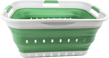Складна Пластикова корзина для білизни SAMMART 42L-складаний висувний контейнер для зберігання / органайзер - переносна корзина для білизни - компактна корзина для білизни (1, Сірий / темно-морський зелений)