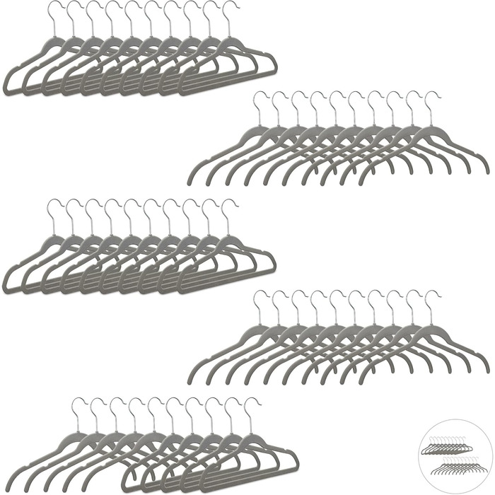 Вішалки оксамитові, компактні, не ковзають, обертаються на 360, костюм, комплект з 50 шт. , сірий