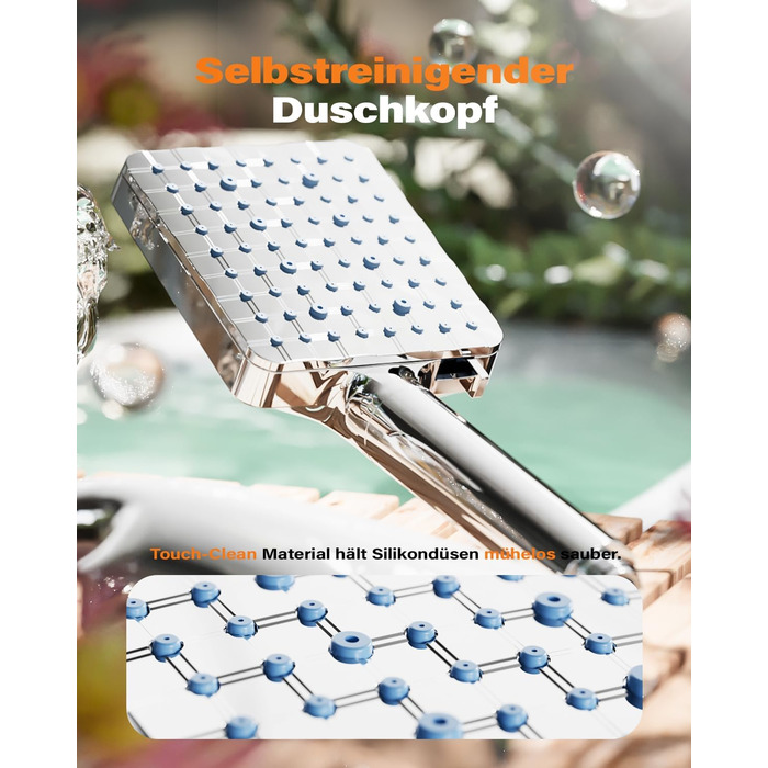Фільтр для душу Cobbe з шлангом, високонапірна ручна лійка з 20-ступеневою фільтрацією, економна лійка з 6 режимами струменя, підвищення тиску, для жорсткої води (Q7.chrom)