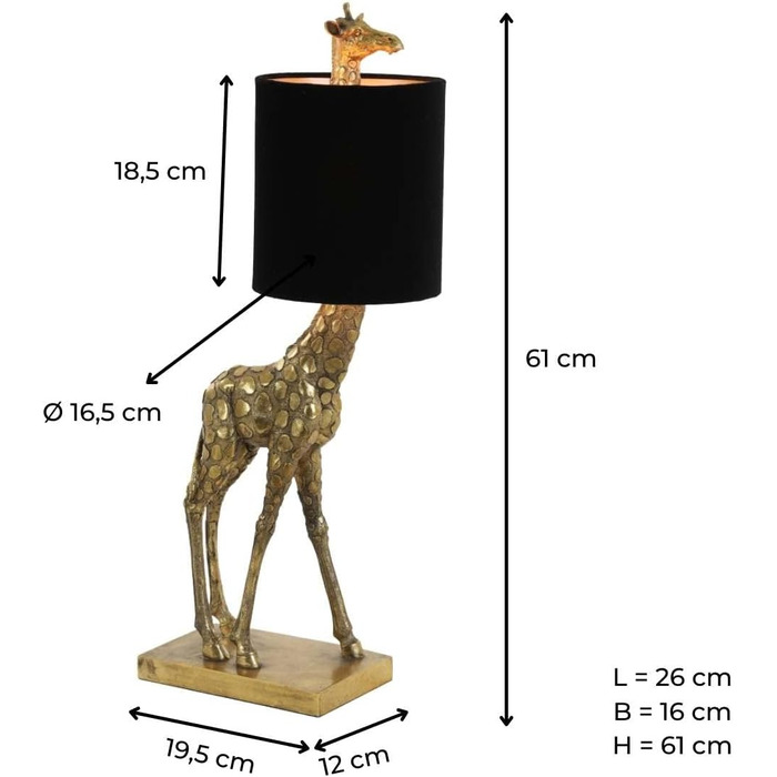Високоякісна настільна лампа для тварин кроляча лампа золотий абажур чорний декоративна лампа настільна лампа з вимикачем кроляча лампа екстравагантна приваблива вітальня приліжкова тумбочка благородна 27 (жираф золотий абажур чорний)