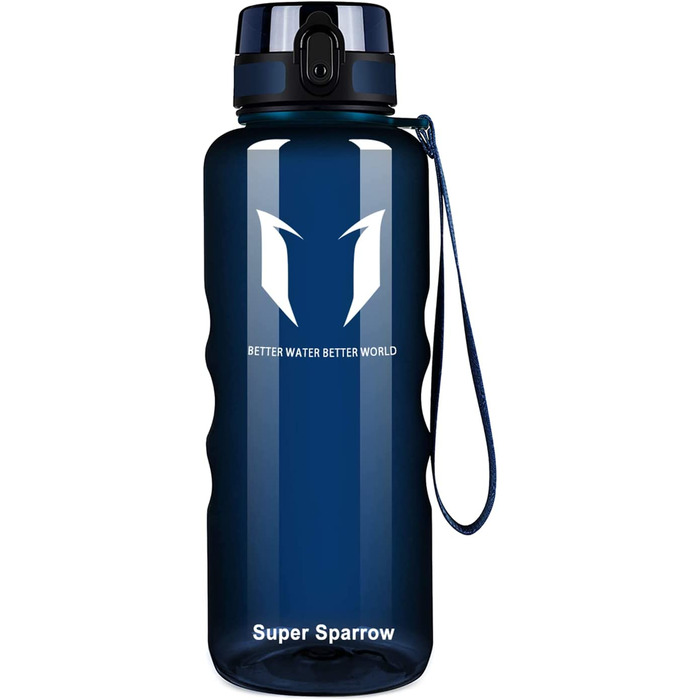 Пляшка для пиття Super Sparrow-пляшка для води об'ємом 1,5 л, герметична-спортивна пляшка без бісфенолу А / Школа, спорт, вода, велосипед (1-прозора-чорниця)