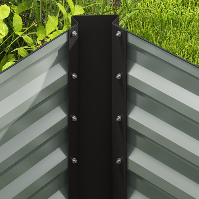 Набір з двох raised beds (високих грядок), ящики для вирощування рослин, поглиблені, металеві, 120 x 60 x 60 см, темно-сірі