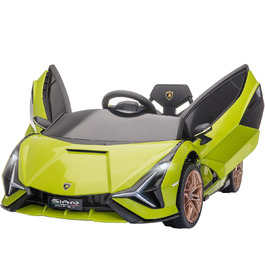 Електромобіль для дітей Lamborghini SIAN 12V, з пультом, музика, світло, металевий, зелений, 108x62x40 см, 37-60 місяців, HOMCOM