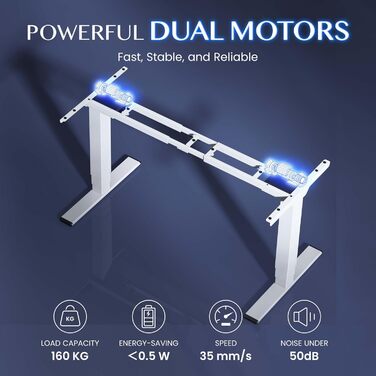 Регульований за висотою стіл FLEXISPOT E6: електричний, 160 кг, телескопічна база, пам'ять, LED дисплей, USB