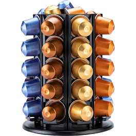 Тримач для капсул кави Bagoo для Nespresso з поворотним механізмом на 360° та додатковим відсіком для капсул (40+)