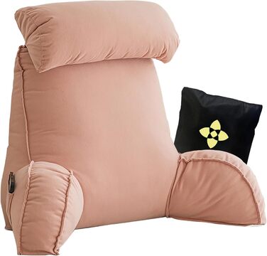 Підголівник для ліжка з ергономічною підтримкою спини, великий м'який крісло-подушка з підлокітниками та знімним підголівником, для читання, відпочинку, перегляду телевізора, 75x40x50 см