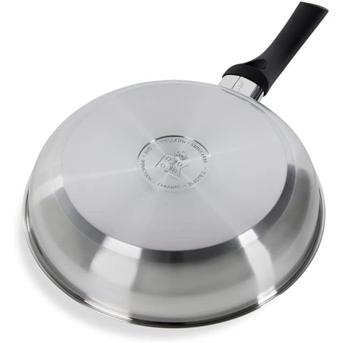 Посуд Смілива сковорода з нержавіючої сталі 24 см з кришкою, індукційна, атласна обробка, ручка Stay Cool, можна мити в посудомийній машині, срібна сковорода 24 см