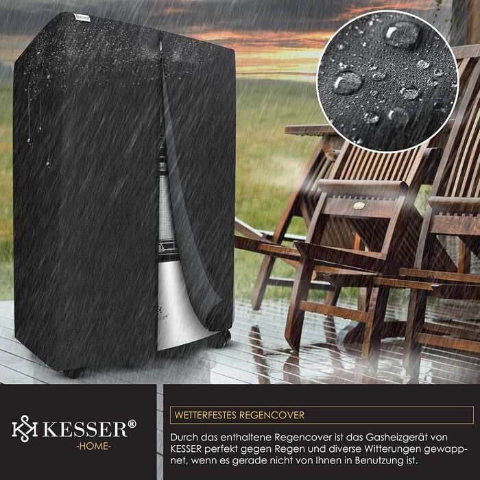 Газовий обігрівач KESSER 4200W з керамічним нагрівачем, регулятором, шлангом та захисним кожухом. Підходить для бутану/пропану до 15кг. Чорний