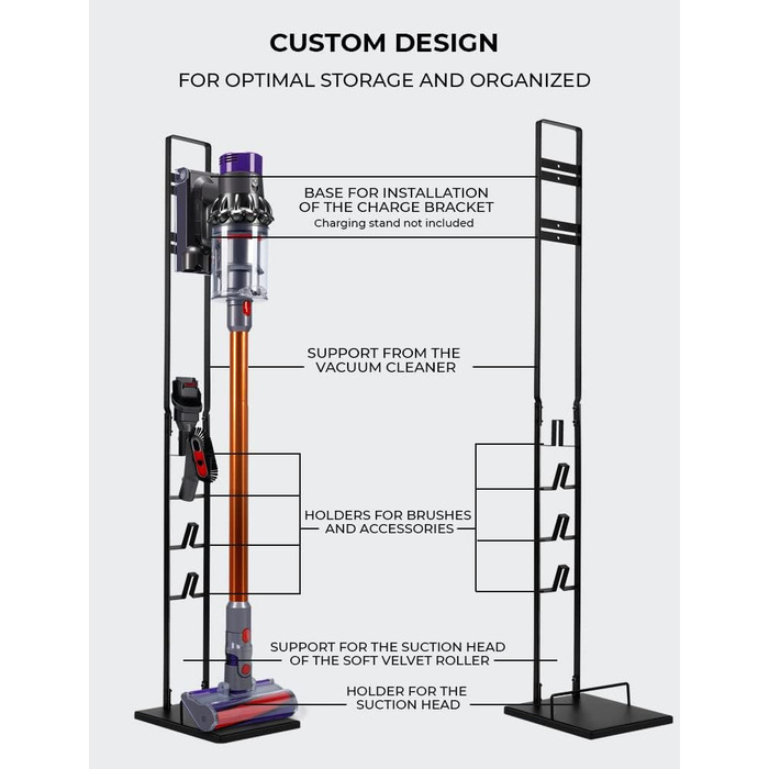 Підставка MORANGO для акумуляторного пилососа Dyson - органайзер для V6, V7, V8, V10, V11, DC58, DC62, DC74 S5976