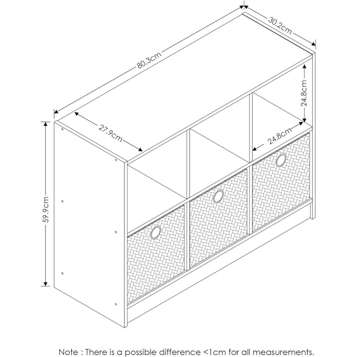Книжкова шафа Furinno Basic з 6 відділеннями та 3 шухлядами, дерево, Білий/чорний, 30,23 x 30,23 x 59,94 см