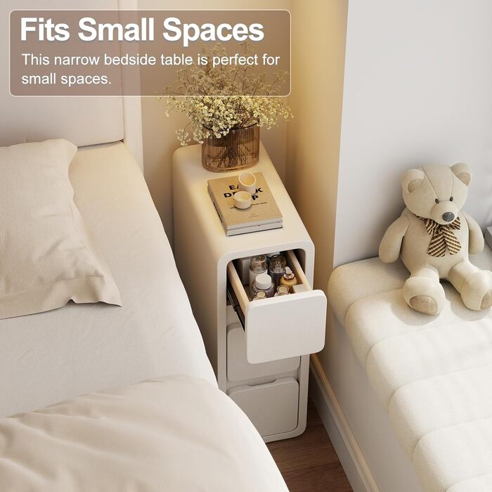 Нічний столик AQIMUELE з 2 шухлядами, білий, 30 см, без встановлення, з обшивкою з екошкіри, для спальні/вітальні