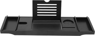 Підставка для ванни з бамбука Czurachel, чорна, регульована (75-111 см), стіл для ванни, піднос для туалетних аксесуарів, бритв та електронних пристроїв