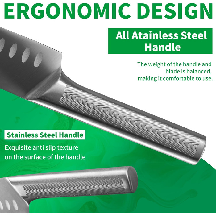 Набір кухонних ножів Fullhi 14 предметів з бруском для заточування, набір кухонних ножів з блоком, преміум якість (срібляста сталь)