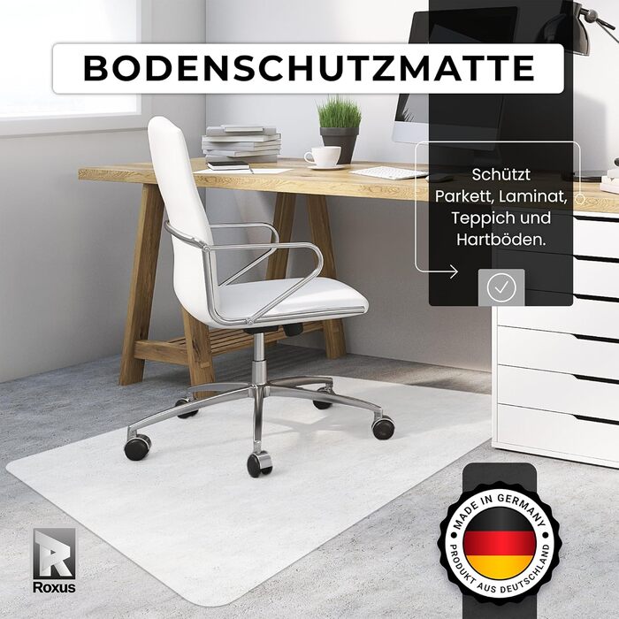 Килимок під офісний стілець Roxus® - захист для підлоги (118x118 см, молочний колір) - підходить для паркету, ламінату, килима, плитки, твердих підлог - захист для ігрового столу