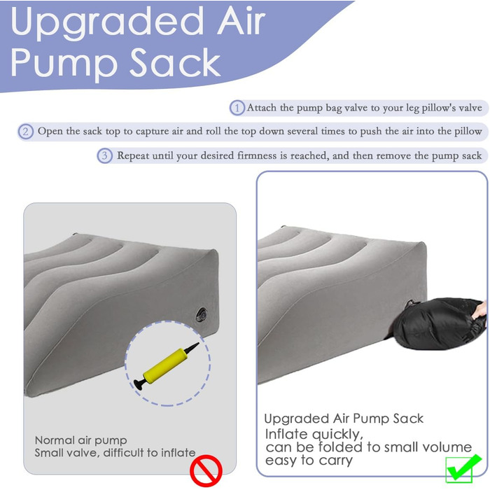 Надувний валіумний подушник для ніг, подушка-клинок для сну, подушка для ніг для покращення сну та кровообігу