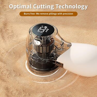 Електричний видальник для одягу та меблів, видалення ворсу, 6-лезове, перезаряджуваний, з цифровим дисплеєм, білий