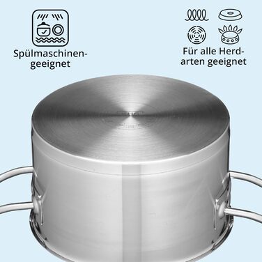 Каструля KHG 14 см з нержавіючої сталі, індукційне дно, 1.5 л | Для всіх плит, миється в посудомийній машині