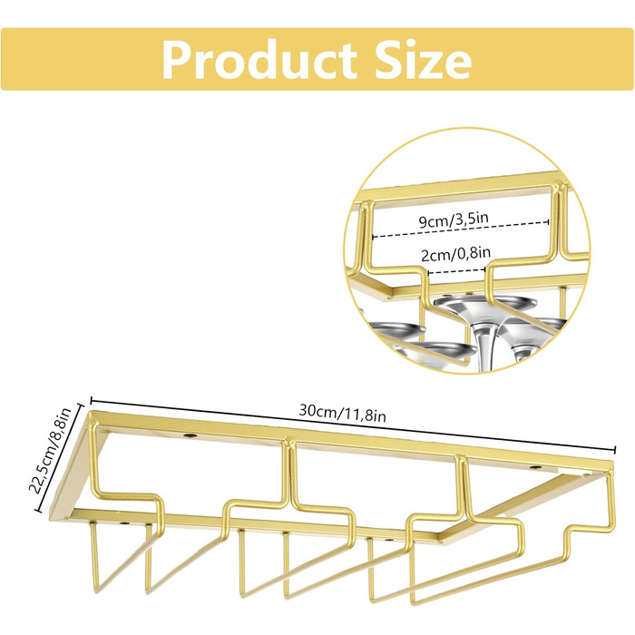 И 3-рядний тримач для винних келихів, металевий тримач для склянок для шафи, кухні, домашнього бару, бару, 2 шт.