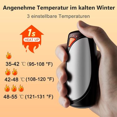 Електричні грілки для рук COTOP, 2 шт. з зарядним кейсом 14000 mAh, USB-C, 3 режими нагріву до 55°C, для кемпінгу, чорно-білі