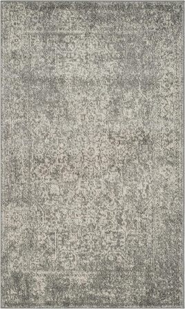 Перехідний килим SAFAVIEH для вітальні, їдальні, спальні - колекція Evoke, короткий ворс, срібло та слонова кістка, 122 X 183 см (3 фути x 5 футів, срібло / слонова кістка)