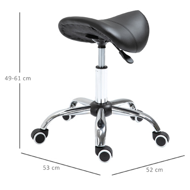 HOMCOM Saddle Stool Робочий стілець Поворотний стілець з регулюванням висоти з оббивкою чорного кольору, ідеально підходить для косметики та офісу