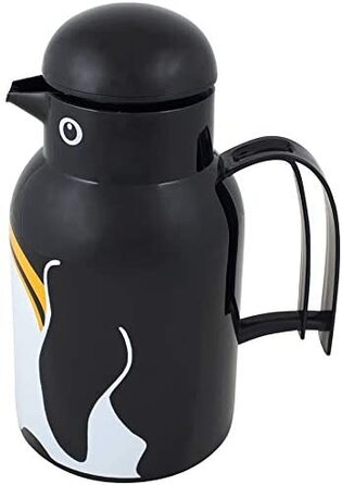 Термос Helios Thermoskanne Thermo-Bird Pinguin 1L, 6 годин, підтримує температуру напоїв, зручний вилив через носик, міцний пластик, чорний