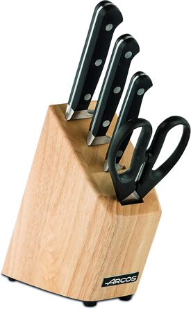 Набір кухонних ножів Arcos Serie Clasica 4 шт. з дерев'яним блоком (3 ножі + кухонні ножиці)