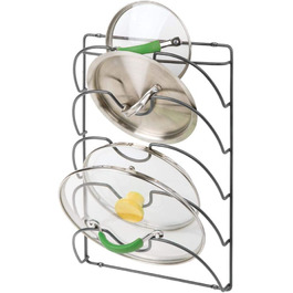 Вертикальний тримач кришки каструлі mDesign-зручна кухонне начиння для кришок каструль і сковорідок-зручні кухонне приладдя-хромований метал (графіт)