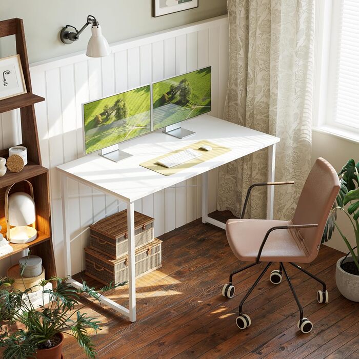 Комп'ютерний стіл CubiCubi 100x48x75 см, білий, для офісу/дому, металевий каркас