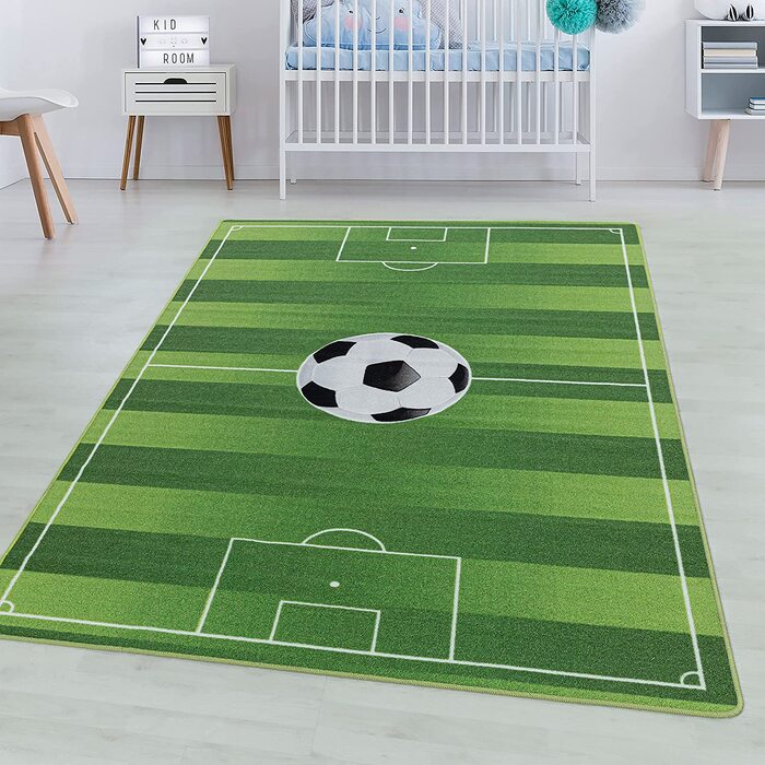 Ігровий килим SIMPEX з коротким ворсом, дитячий килим, дитяча кімната, футбольний стадіон, зелений, колір зелений, Розмір 140x200 см